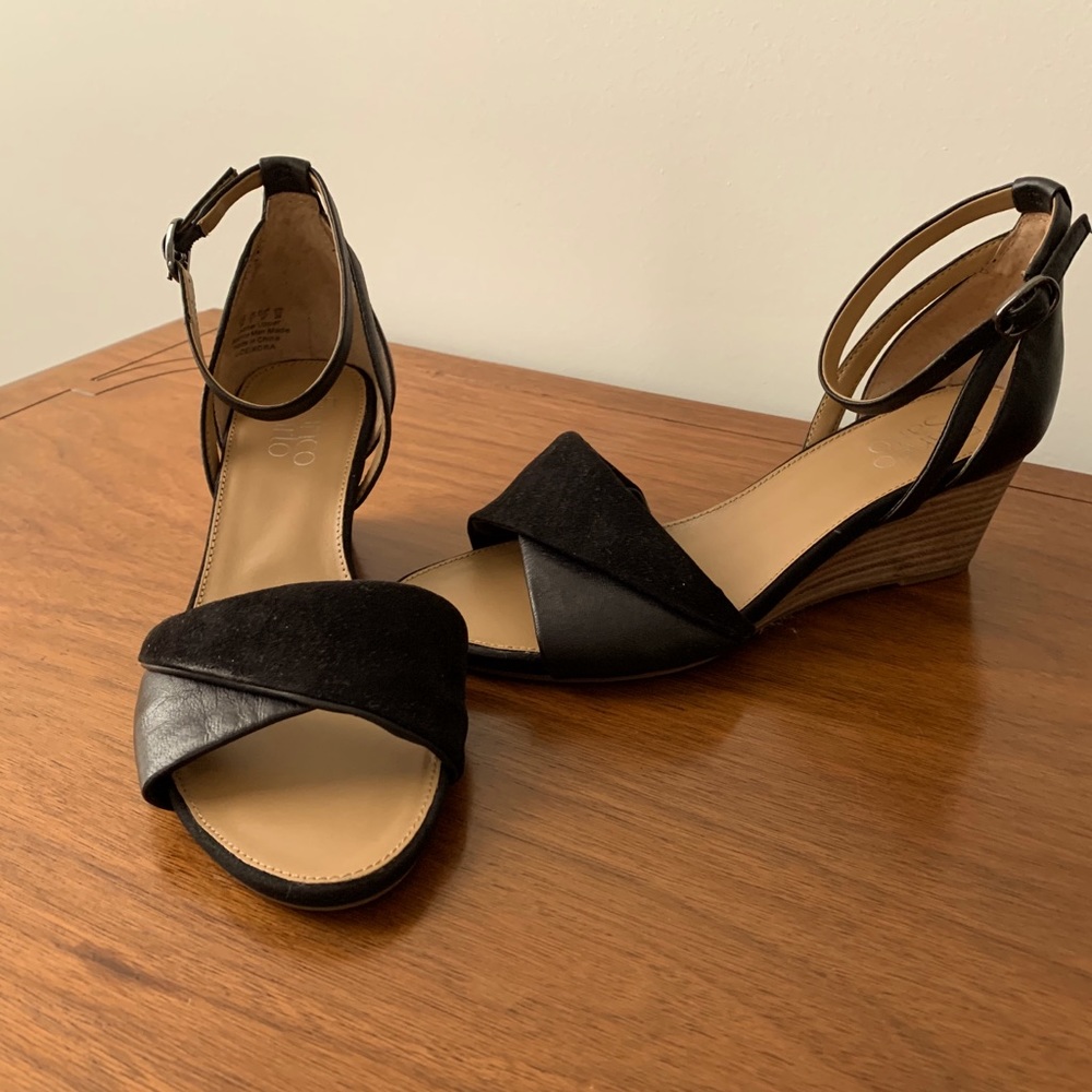 Black leather/suede heels